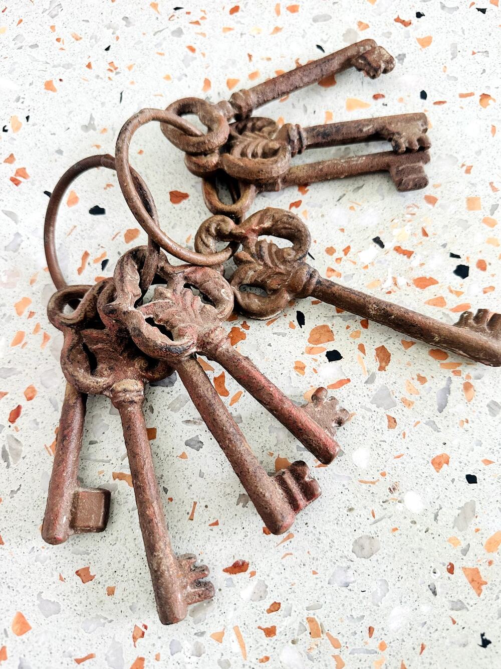 2 Sets of Cast Iron Skeleton Keys Medieval Rustic Home Decor Victorian